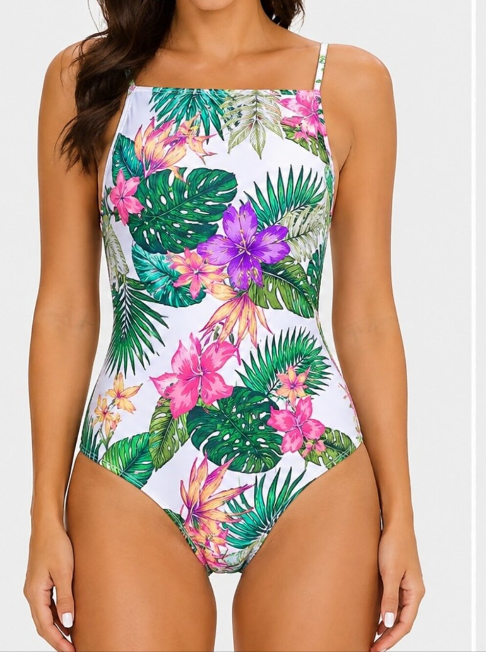 Hurley Tropical Floral One Piece Swimsuit Women's Adjustable Straps Pink Lining